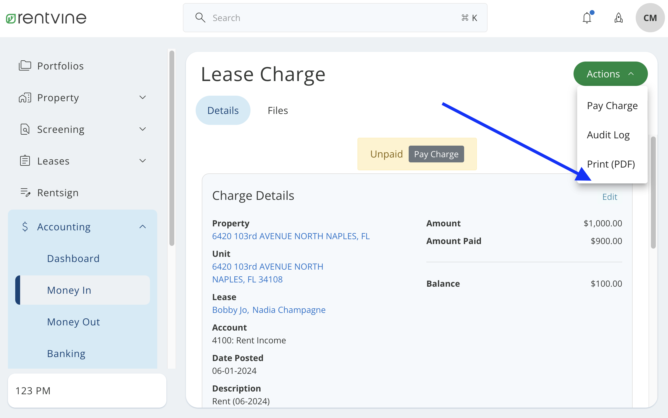 How to Void a Lease Charge that has a Receipt Allocated to It